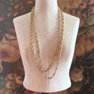 Vintage 1928 Gold Tone Rope Chain Necklace